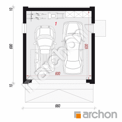 Garaż 2-stanowiskowy G42